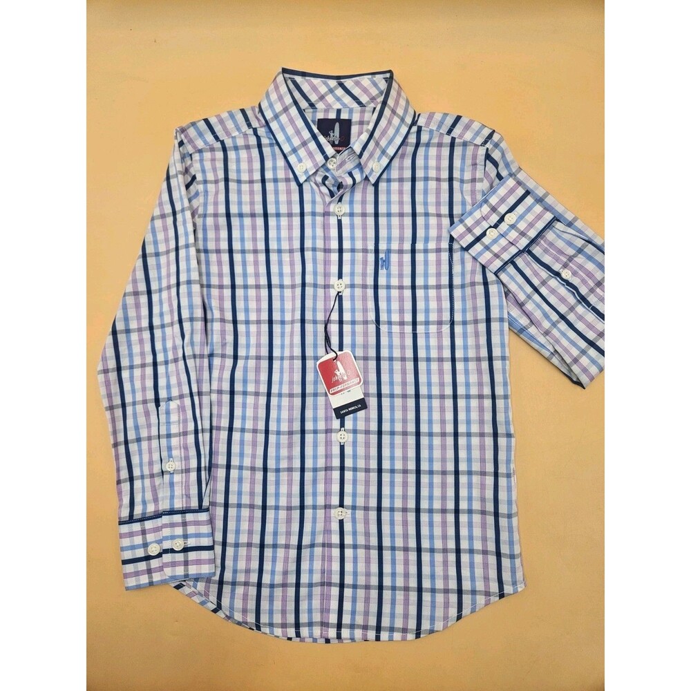 NWT Johnnie-O Prep-Formance Youth 6 Boys Button-Down Shirt 513 Purple Haze